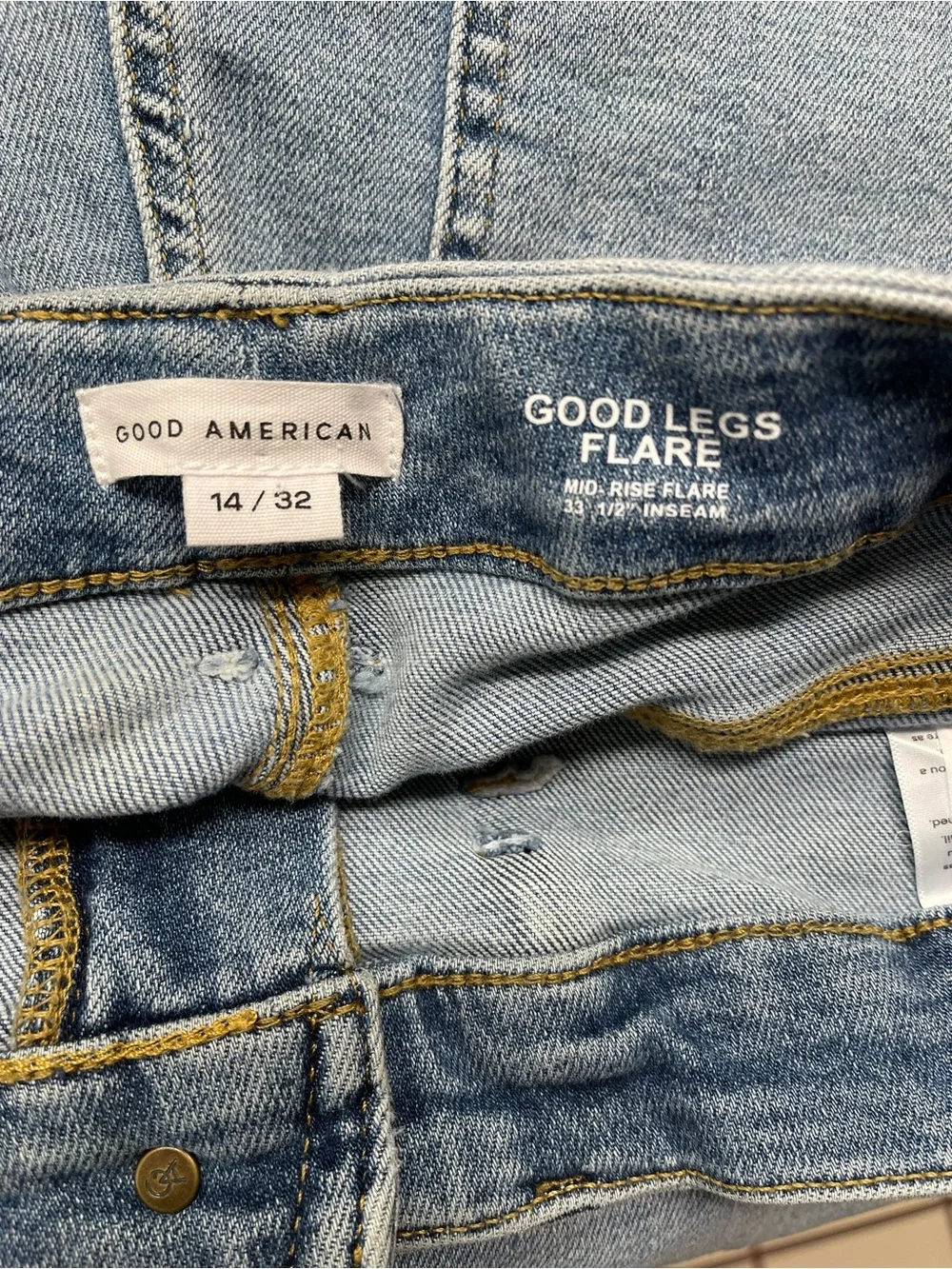 Good American Good Legs Flare Jeans Size 14 Light Wash High Rise